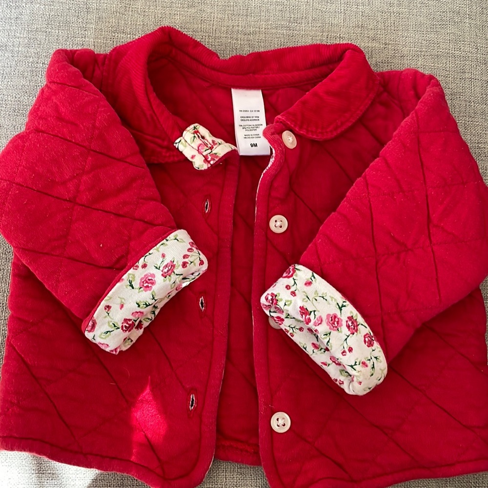 Red quilted coat